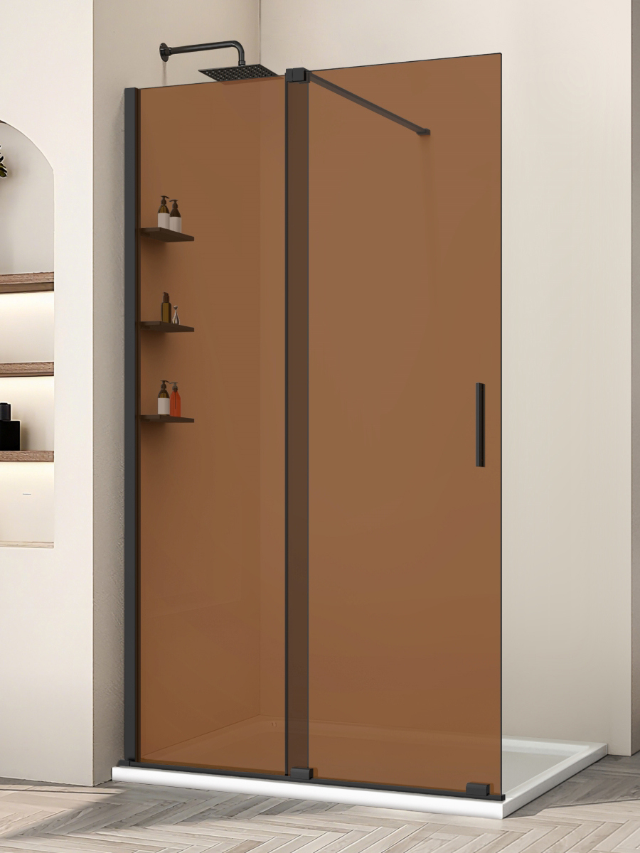 Душевая перегородка Vincea Walk-in WSL VSW-1WSL120GSB 120 см профиль матовый черный стекло янтарь 33990₽