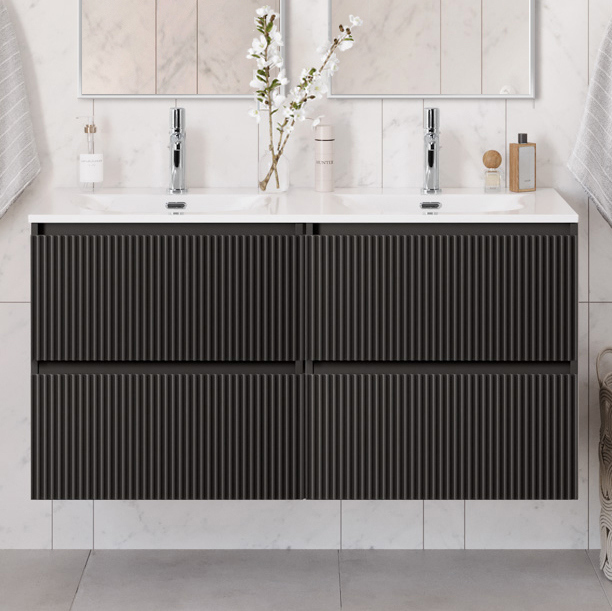 

Тумба с раковиной BelBagno Uno 120 подвесная, 4 ящика, матовая темно-серая