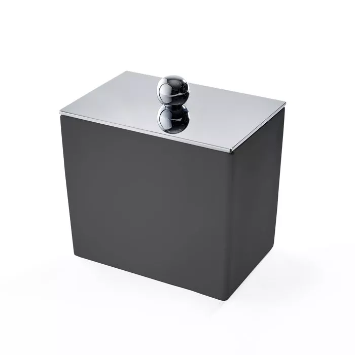 Контейнеры 3SC Mood Black Баночка универсальная, 10х10х7 см, с крышкой, настольная, цвет: чёрный матовый/хром (ПО ЗАПРОСУ)