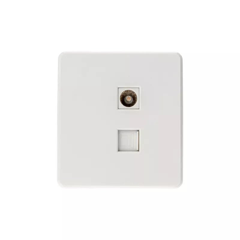Розетка ROUND компьютерная RJ45 кат6 + TV с/у перламутр KRANZ KR-78-0722-1