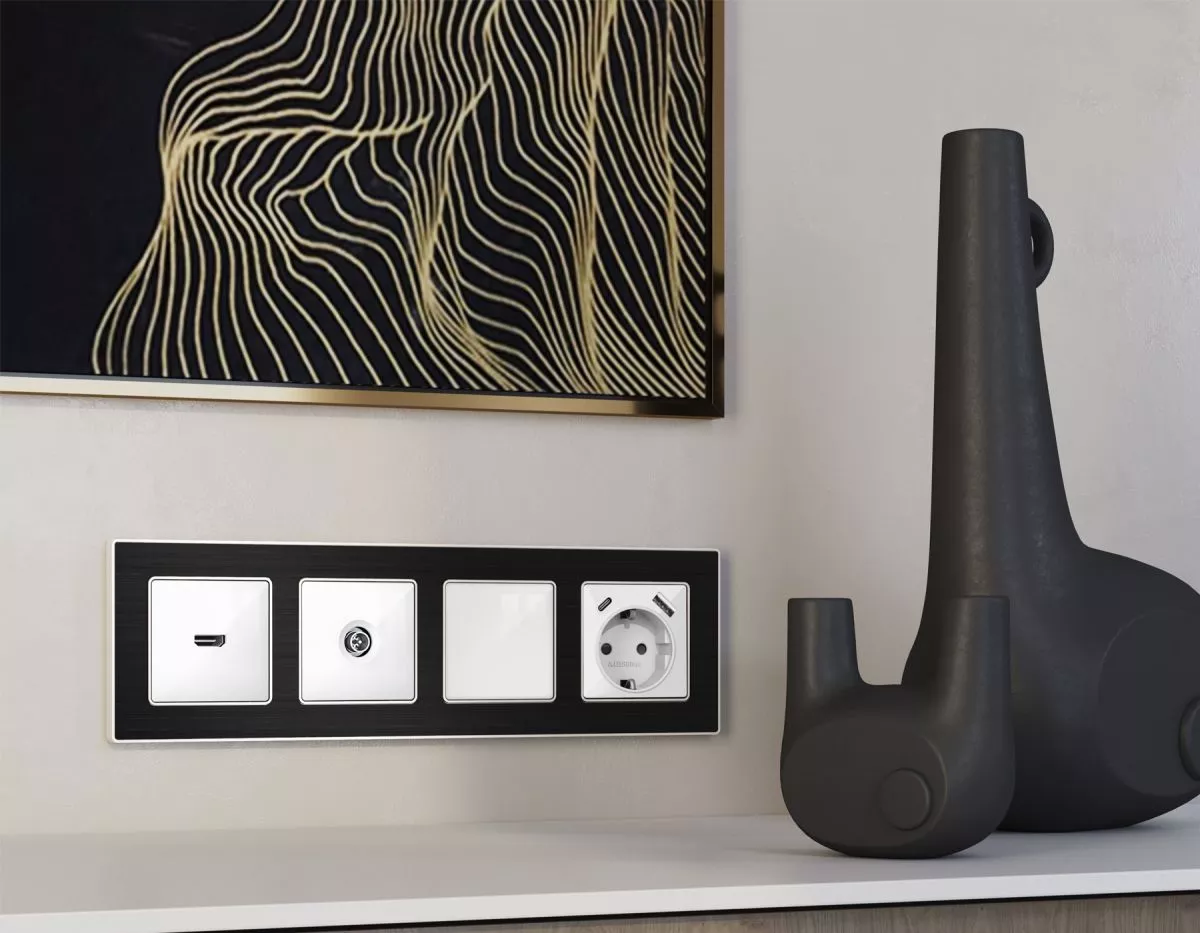 

Комплект механизма TV розетки оконечной экранированной 5-1000MHz 3dB Alfa Белый глянец Quant Ambrella Volt MA113005 (AP1130, VM199)