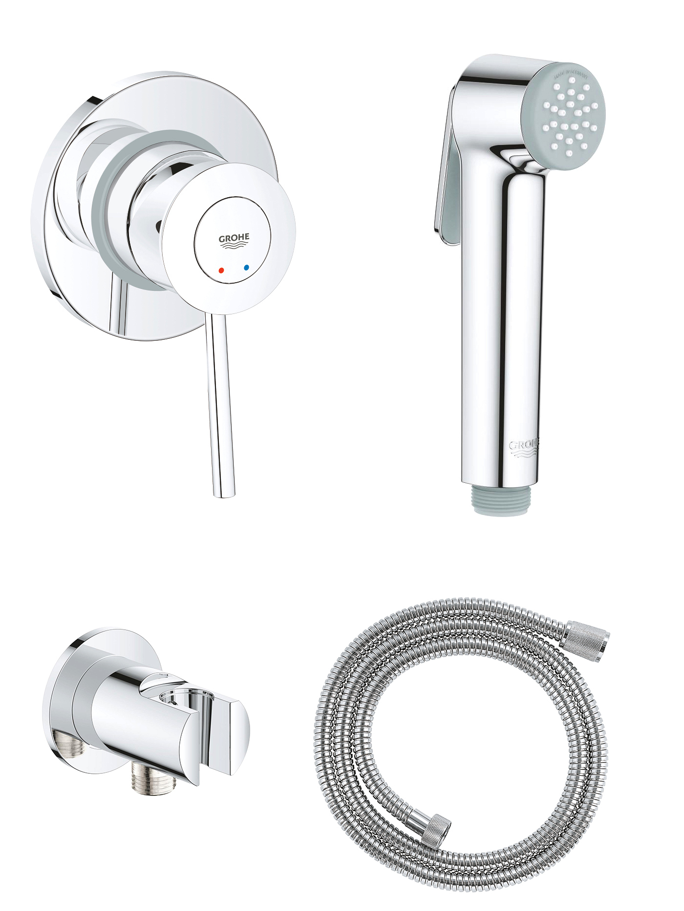 Гигиенический душ Grohe BauClassic 129186 со смесителем хром 19055₽