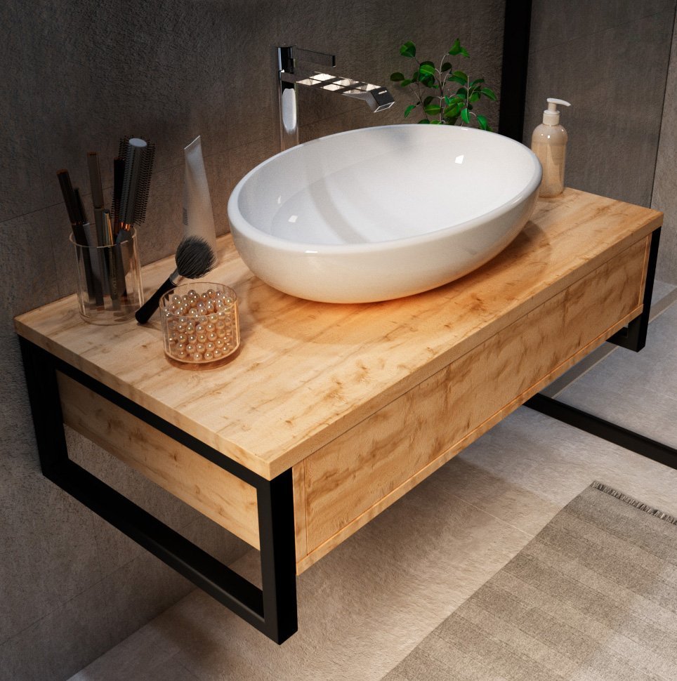 

Тумба под раковину без столешницы 1MarKa Grunge Loft 90 дуб вотан