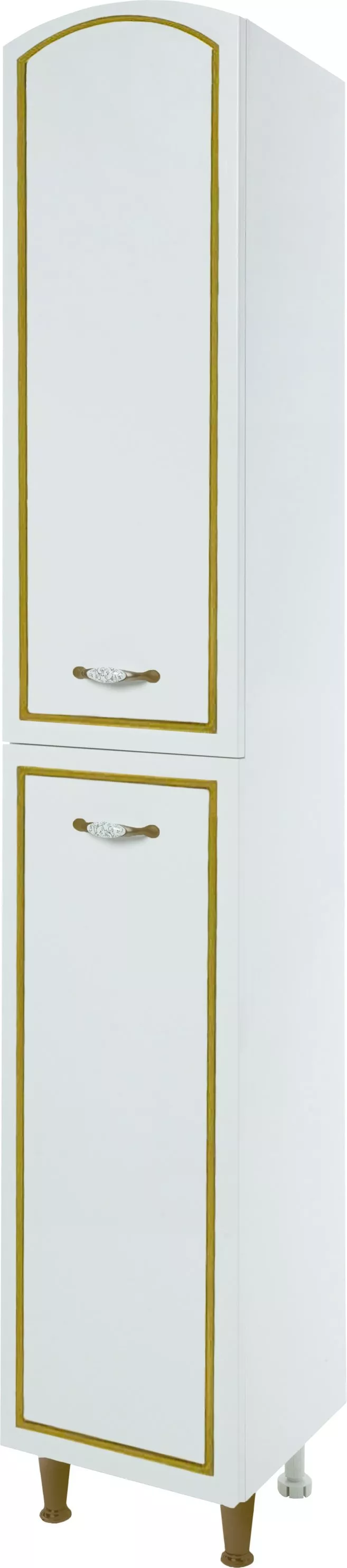 

Шкаф-пенал Bellezza Амелия 35 L, с бельевой корзиной, белый патина золото