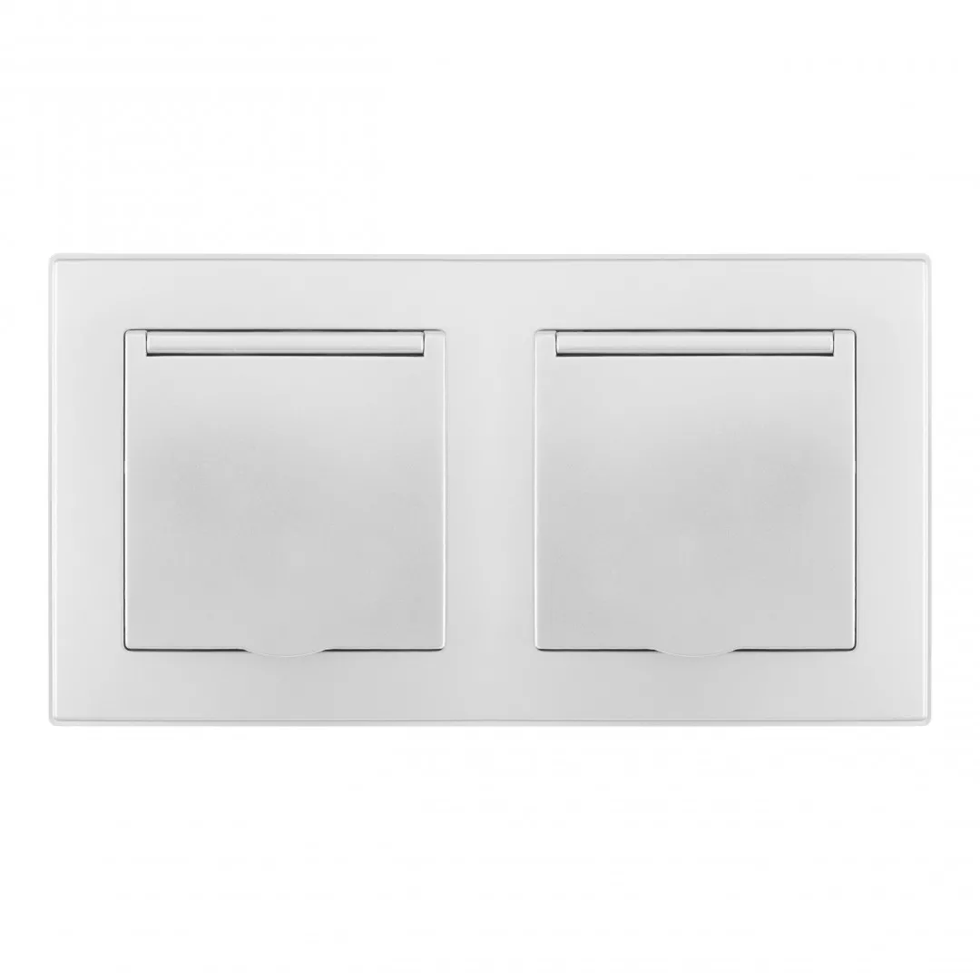 

Розетка двойная (двухпостовая) с/з и шторками Arte Milano SET06-2-41-1x2 silver