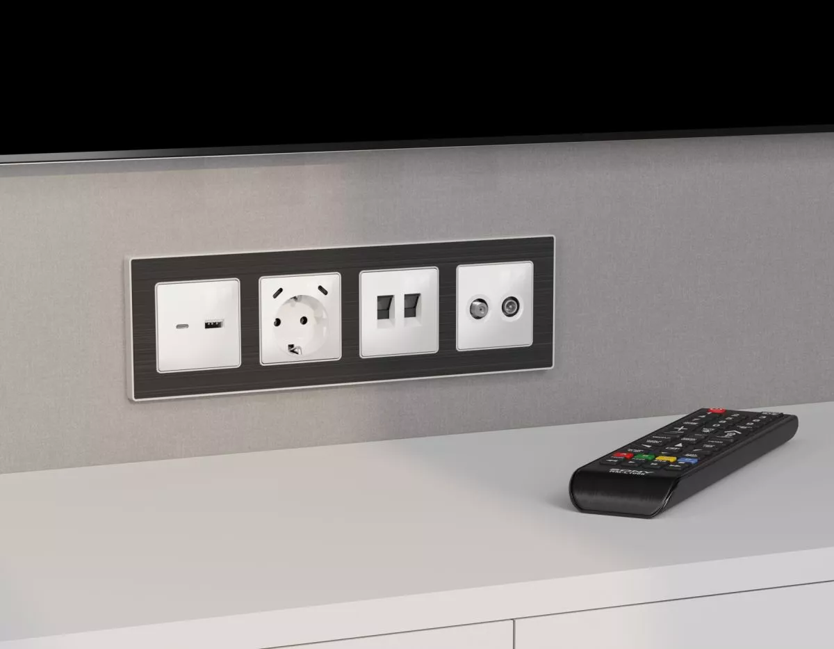 

Комплект механизма компьютерной двойной розетки RJ-45 с автоматической защитной шторкой Alfa Белый глянец Quant Ambrella Volt MA112110 (AP1121, VM189)