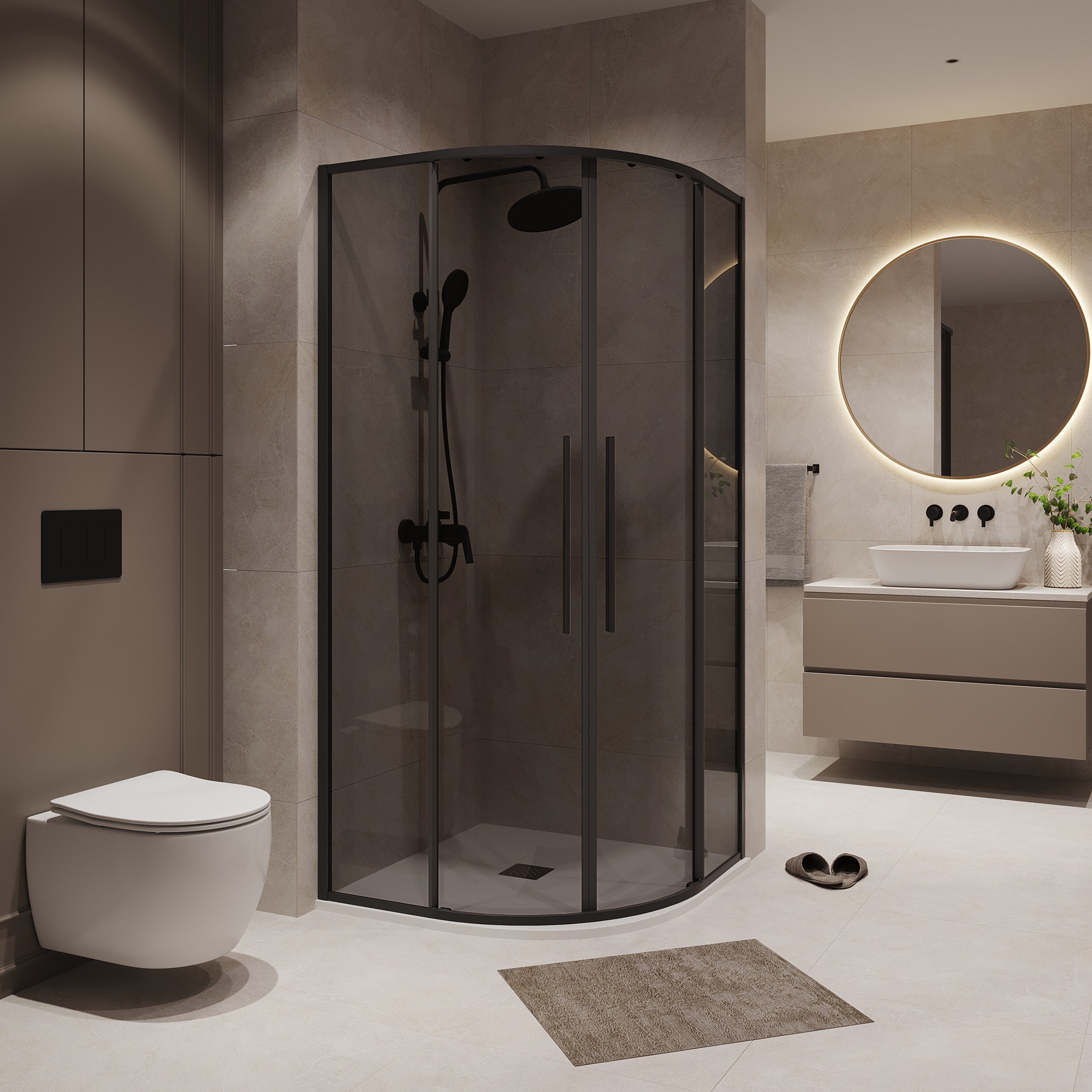 

Душевой уголок Niagara Nova NG-2826-34BLACK 90x90, профиль черный матовый, стекло тонированное