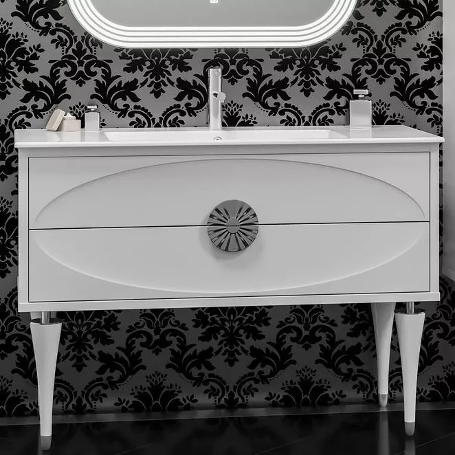 

Тумба с раковиной Opadiris Ибица 120 белая, фурнитура хром