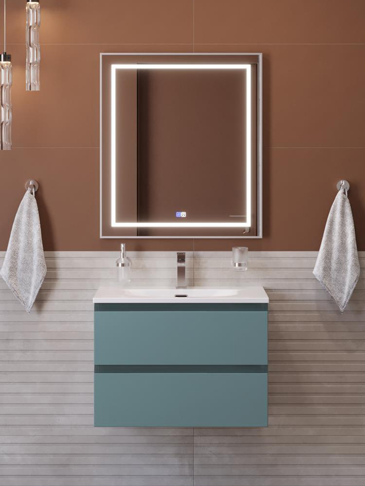 

Мебель для ванной комнаты BelBagno Kraft 70 подвесная, матовая голубая, раковина bb-8099-70