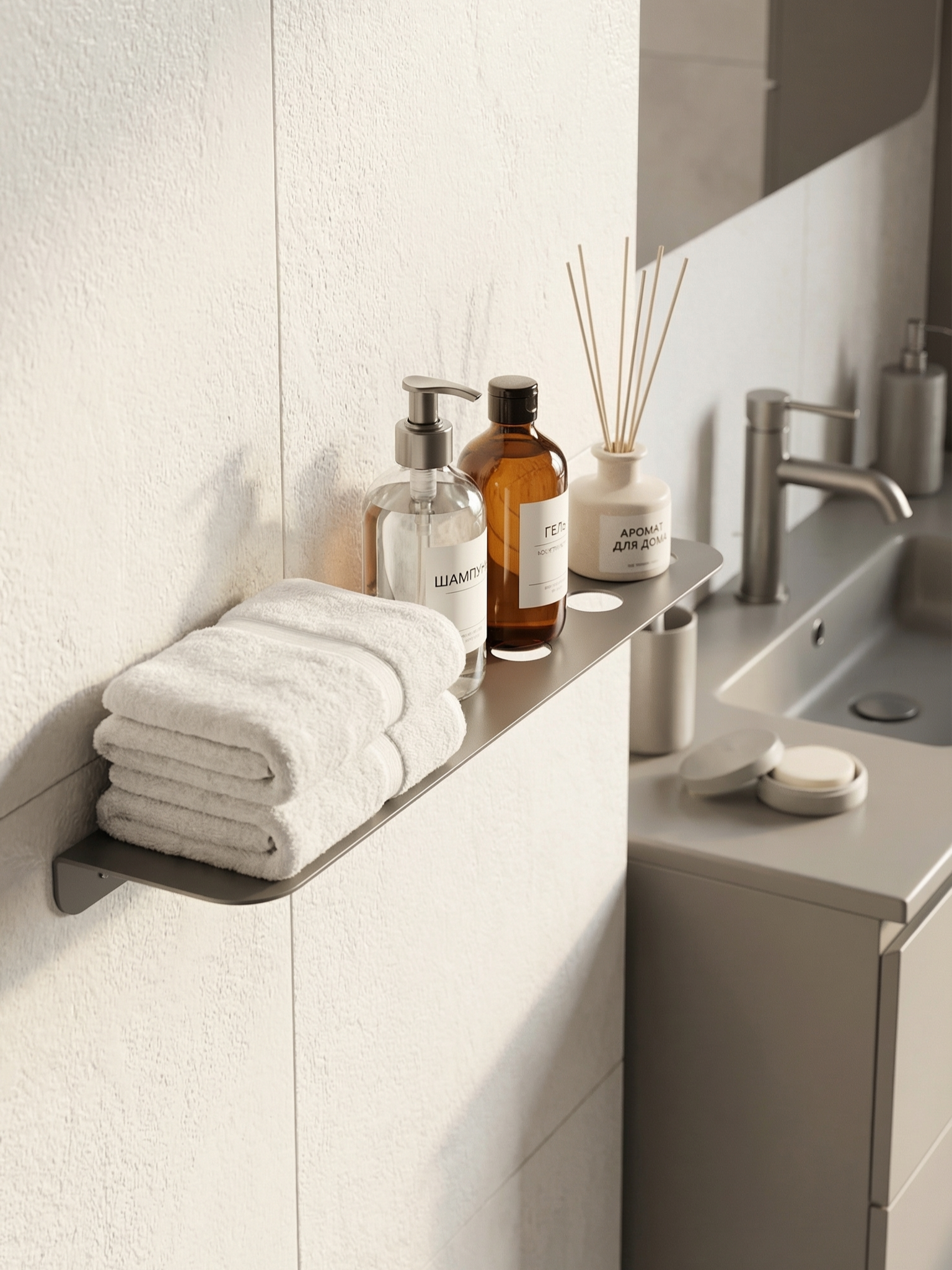 Полка под зеркало STWORKI Стокгольм S36379GB 45 см вороненая сталь 3040₽