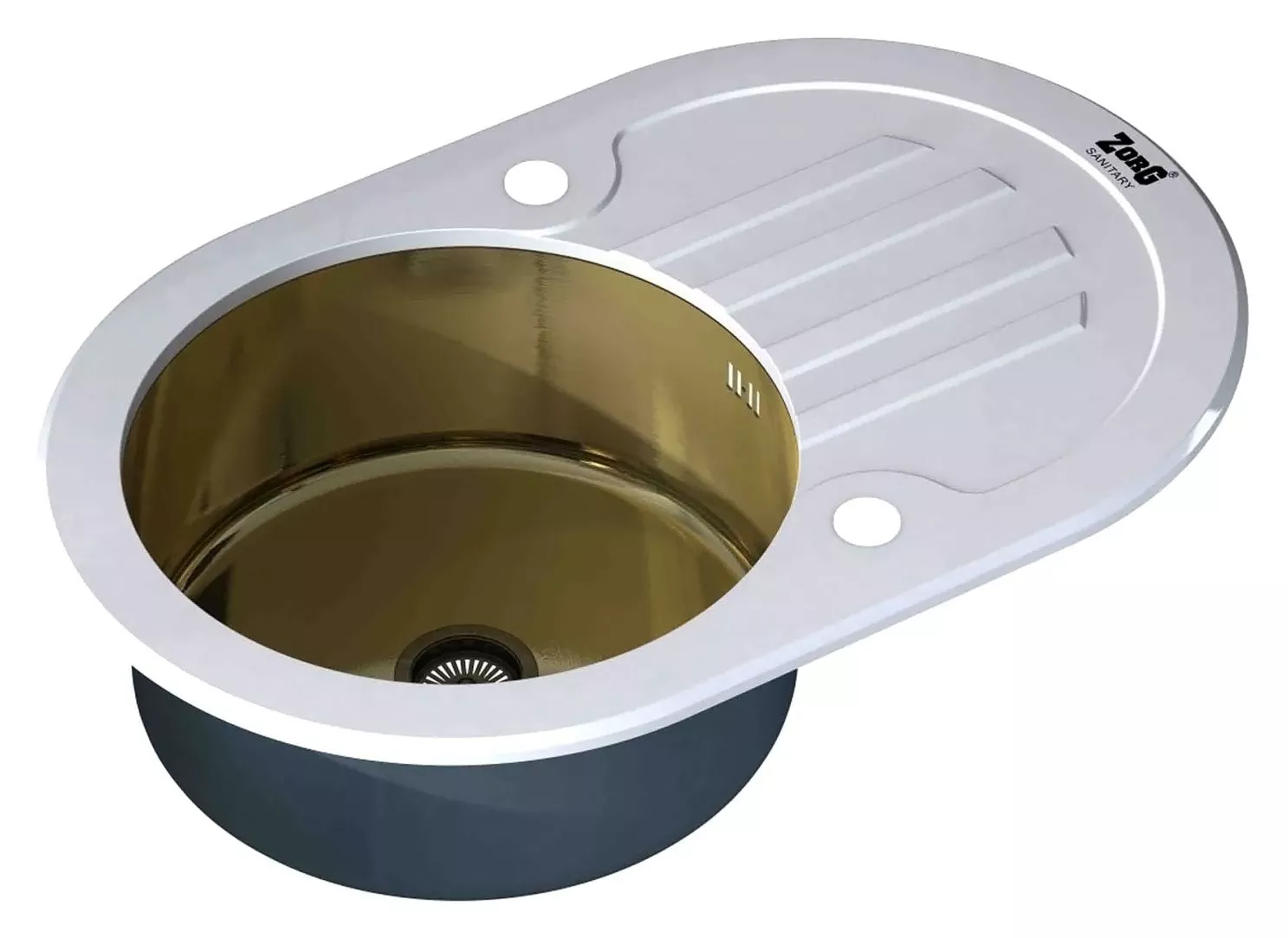 Металлические мойки  Santehnika Room Мойка кухонная Zorg Inox Glass GL-7851-OV-WHITE-BRONZE белое стекло