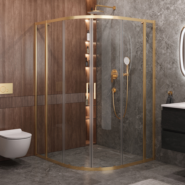 

Душевой уголок Cezares Molveno RH 22 130+120 C BORO IV 130х120 см, профиль брашированное золото, стекло прозрачное
