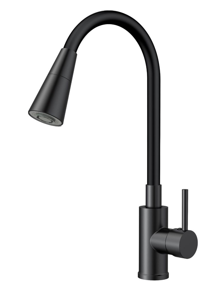 

ESKO. Смеситель для кухни с гибким изливом, кран кухонный черный, гарантия 10 лет