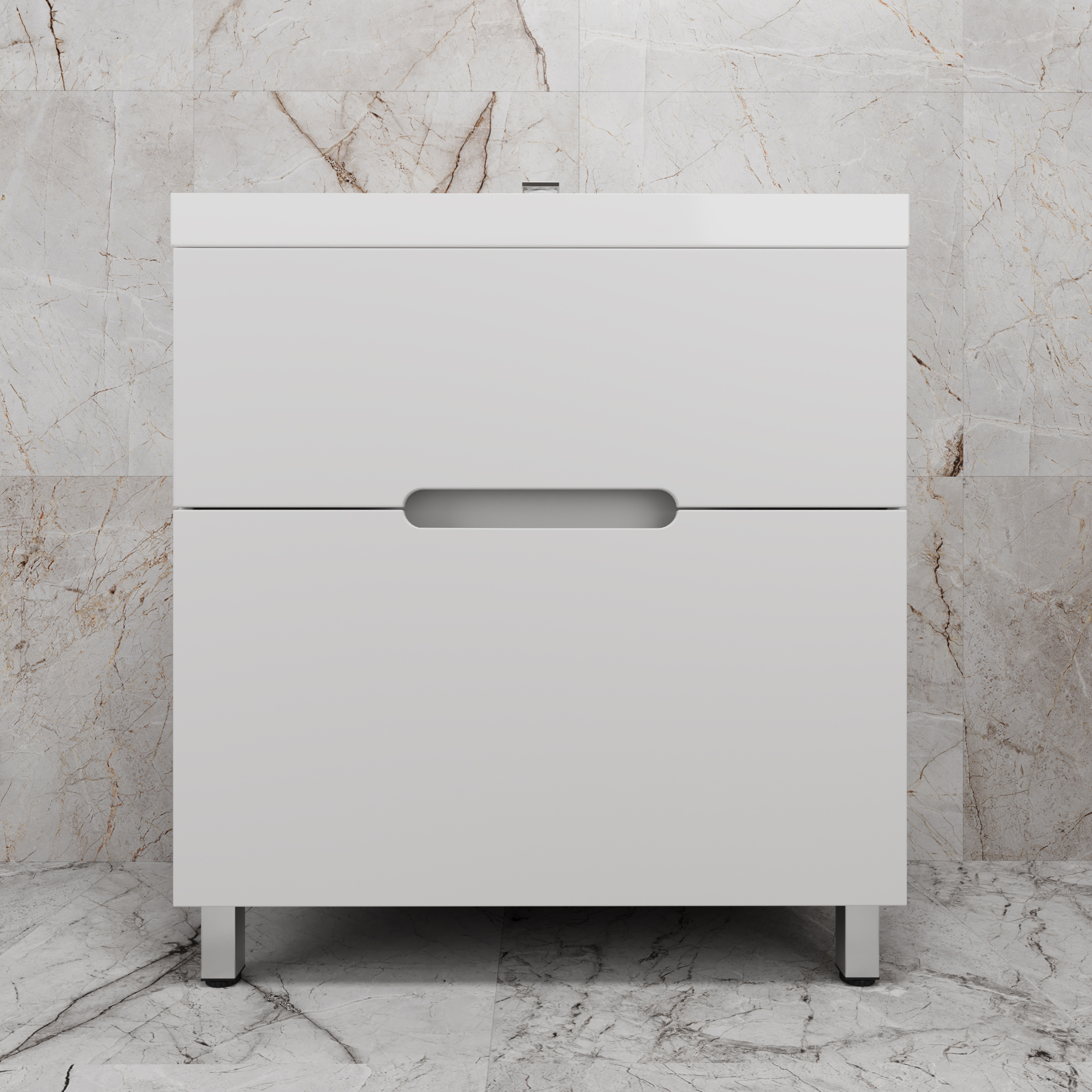 

Тумба с раковиной Style Line Матис 80 напольная, белая матовая