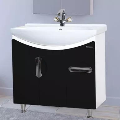 

Тумба с раковиной Bellezza Лагуна 75 черная, Черно-белый