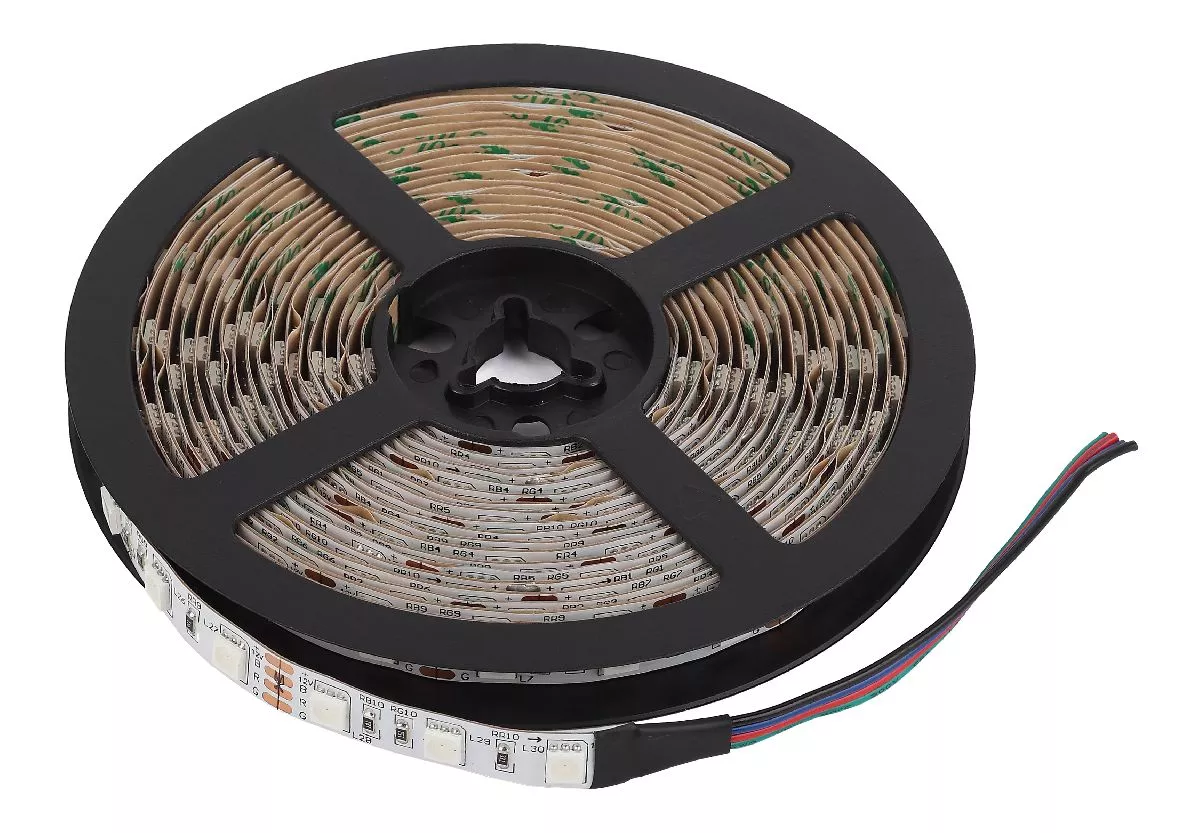 

Светодиодная лента Эра 12В 5050 14,4Вт/м RGB 5м IP20 LS5050-14,4-60-12-RGB-IP20-2year-5m KU-5050AD-60D-RGB Б0044122