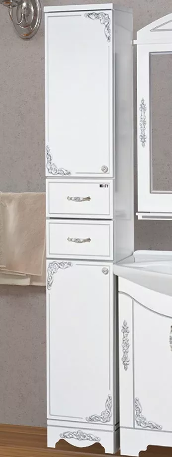 Шкаф-пенал Misty Рига белый с серебром L, размер 35 П-Риг05035-512ЯЛ - фото 1