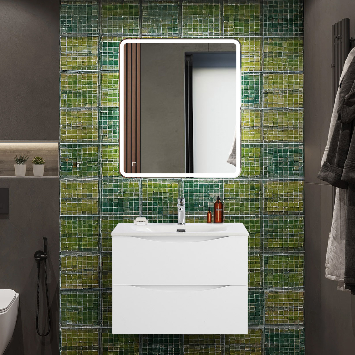 

Мебель для ванной комнаты BelBagno Marino-cer-n 70 подвесная, bianco opaco