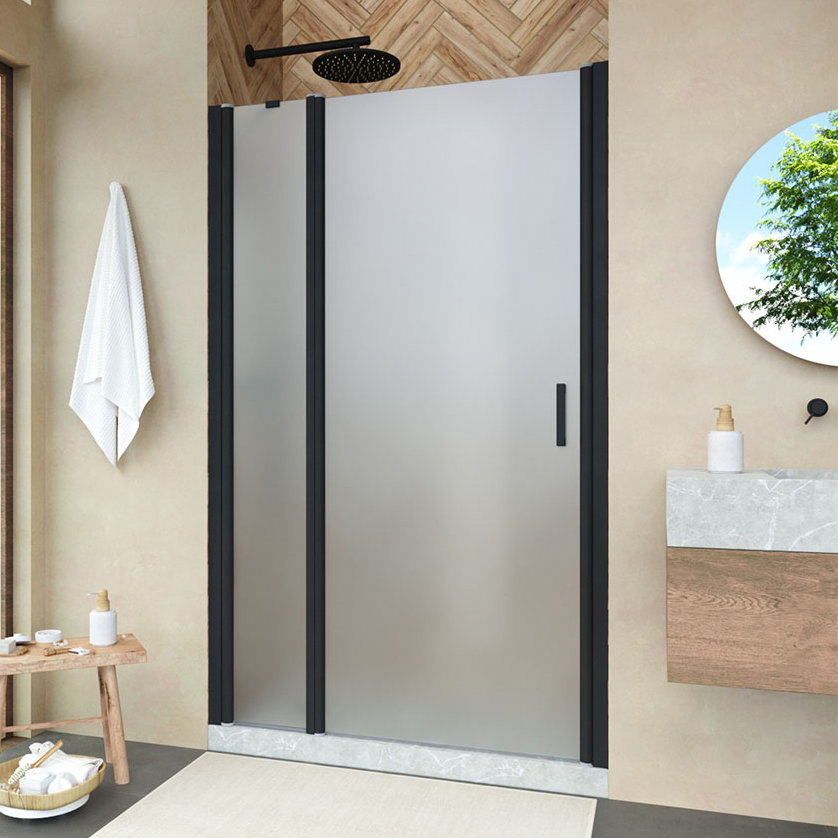 

Душевая дверь в нишу Vegas Glass EP-F-1 Novo 110 02М 10 L профиль черный матовый, стекло сатин