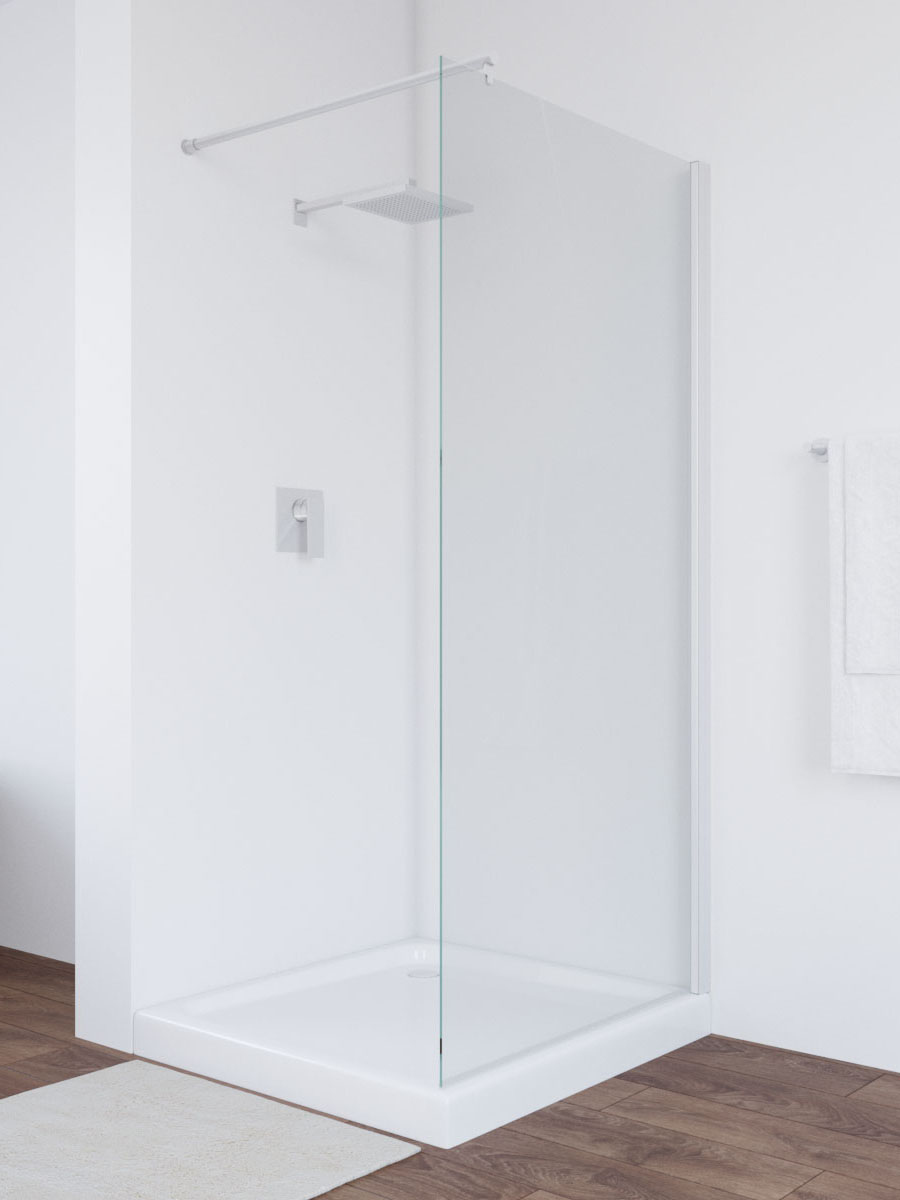 

Душевая перегородка Vegas Glass Eaf Novo h2000 76 01 01 профиль белый, стекло прозрачное