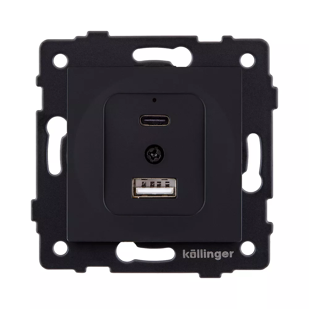 Розетка USB A+C 20W, черный матовый Kollinger REA-037BM для Aspekt, Eleganz, Reflex