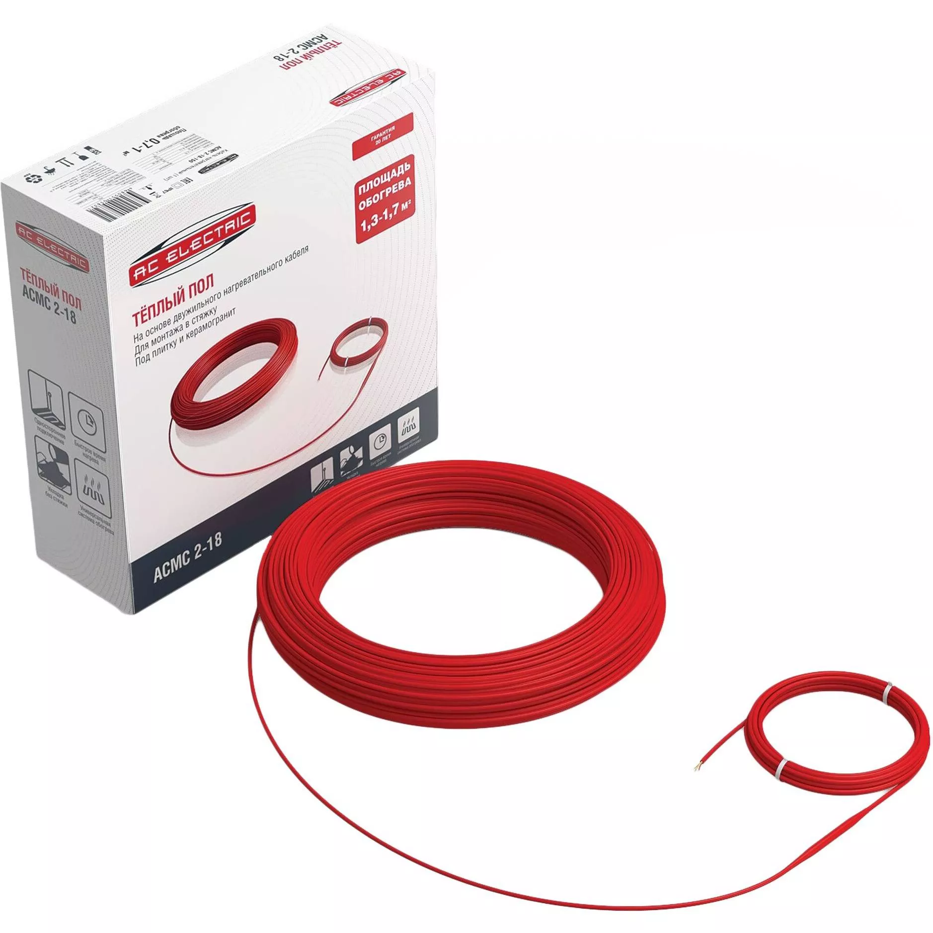 

Кабель нагревательный AC ELECTRIC ACMC 2-18-1500 (комплект теплого пола)