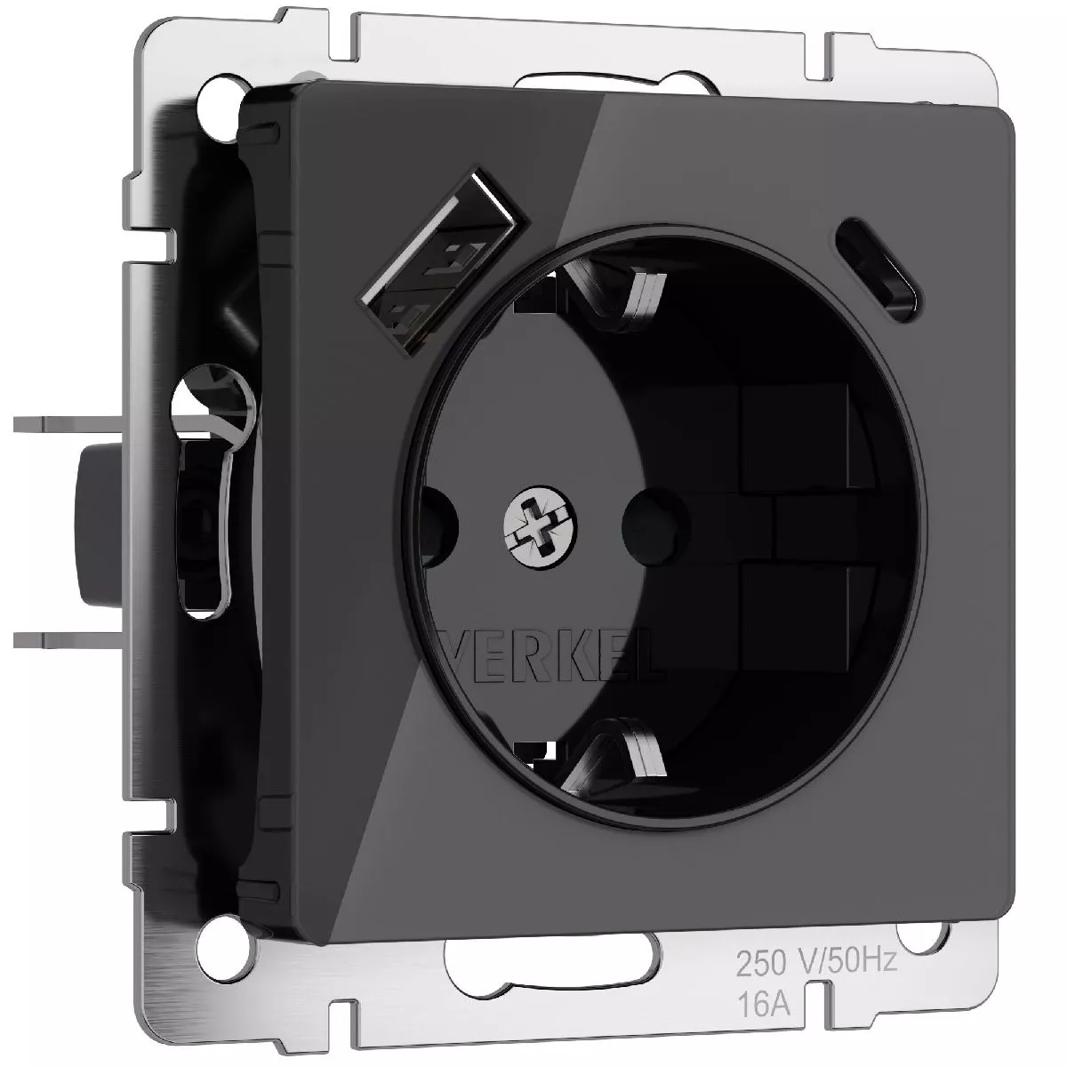 

Розетка с заземлением, шторками и USB тип A+C Werkel 4690389197741 W1171748 a064044