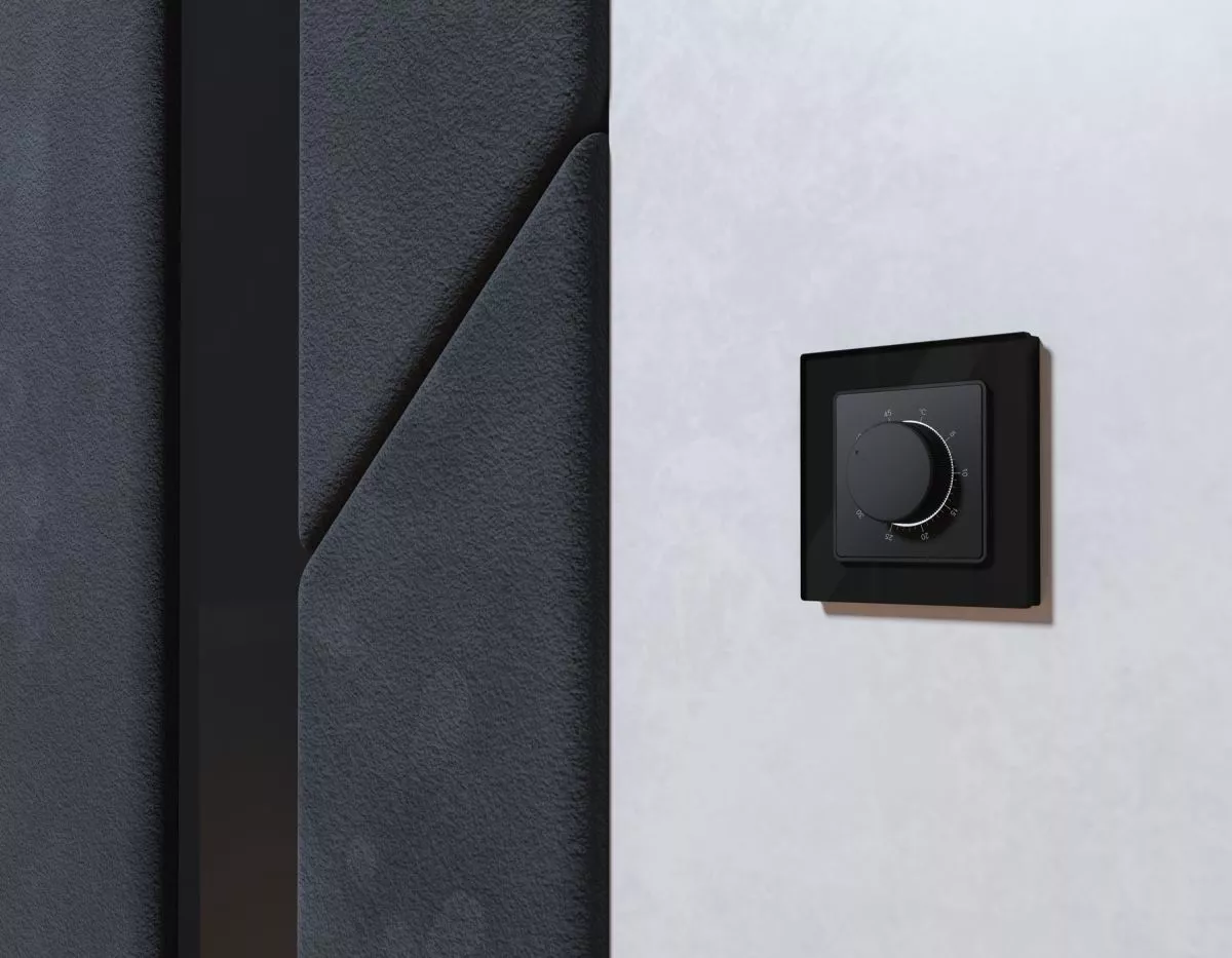 

Комплект механизма терморегулятора с датчиком для теплого пола с подсветкой 16A-250V Alfa Черный матовый Quant Ambrella Volt MA805710 (AP8057, VM1381)