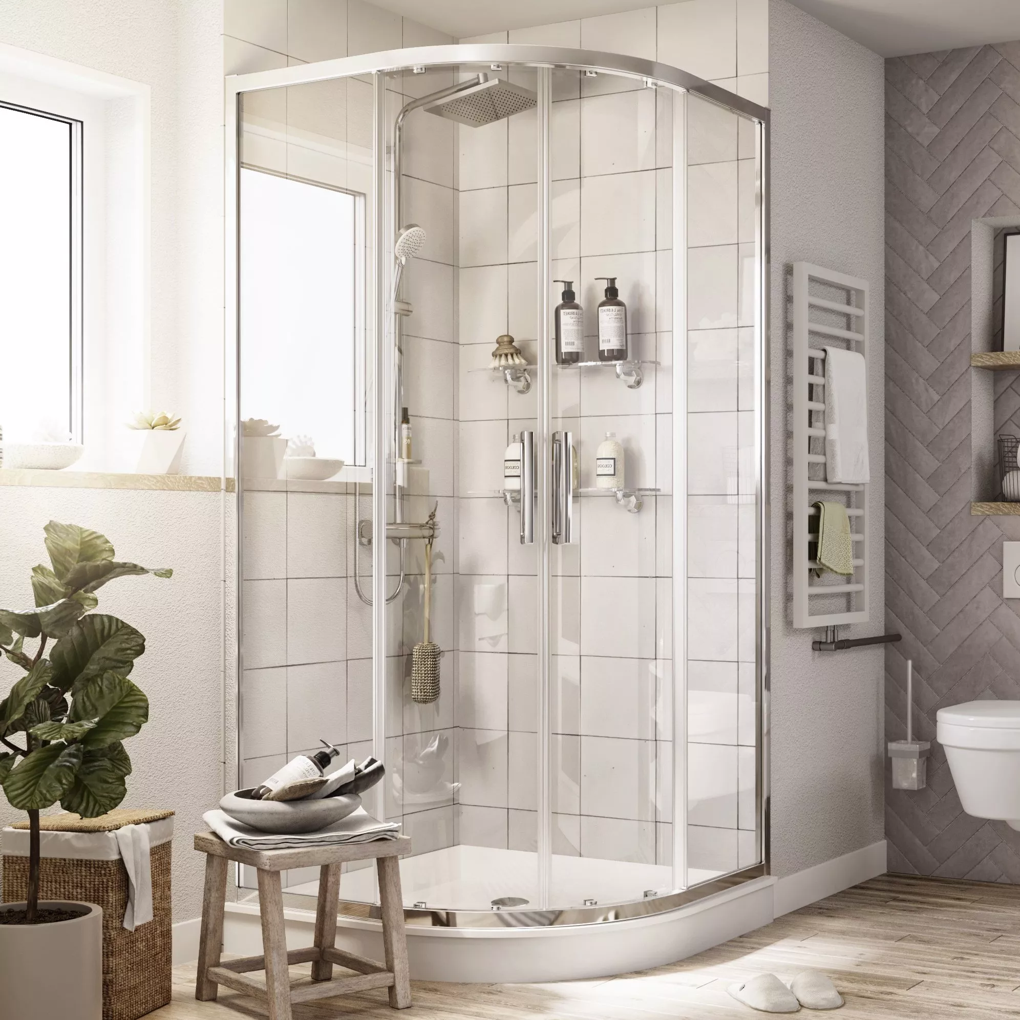 Душевые уголки  Santehnika Room Душевой уголок STWORKI Хельсинки 80x80 см профиль хром глянец