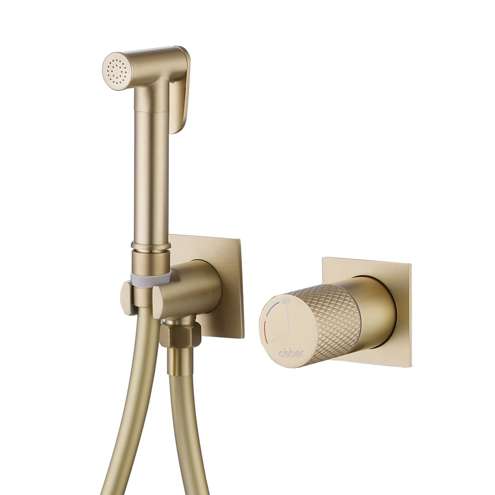 Гигиенический душ Abber Rund AF8725G со смесителем С ВНУТРЕННЕЙ ЧАСТЬЮ матовое золото 27700₽