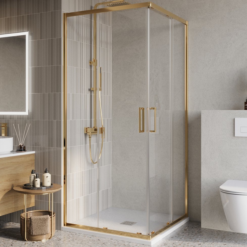 

Душевой уголок BelBagno Luce A-2-80-C-ORO 80x80, профиль золото, стекло прозрачное