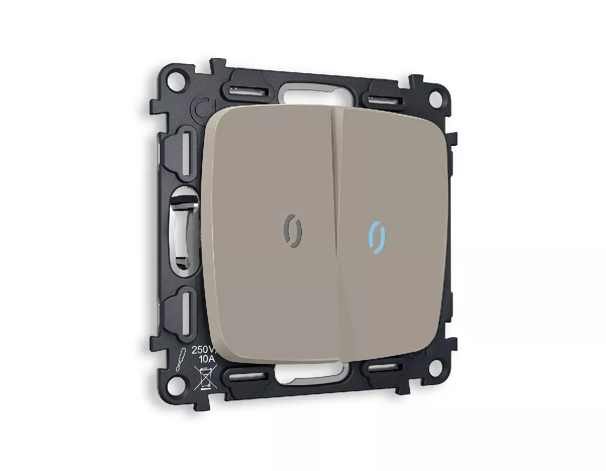 

Комплект механизма 2-кл выключателя с подсветкой Ambrella Volt Omega MO364020