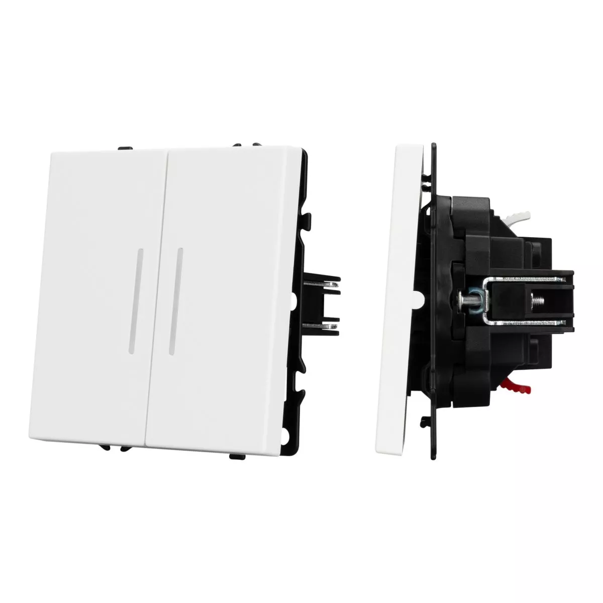 

Механизм выключателя двухклавишный проходной Arlight LED SWT-NOBE-MKP2-SFPL-L-WH (230V, 10A) 054240