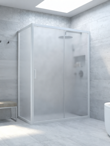 

Душевой уголок Vegas Glass ZP+ZPV Novo h2000 130*80 01 10 профиль глянцевый белый, стекло сатин