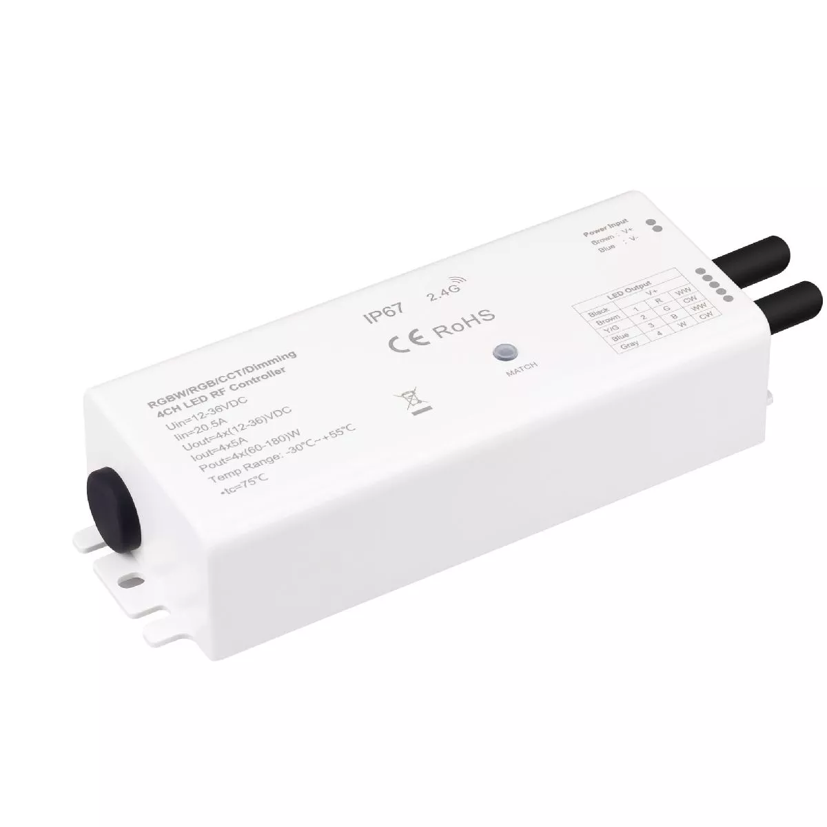 

Диммер Arlight SMART-PWM-104-72-SH-WP-SUF (12-36V, 4x5A, IP67, 2.4G) 046519