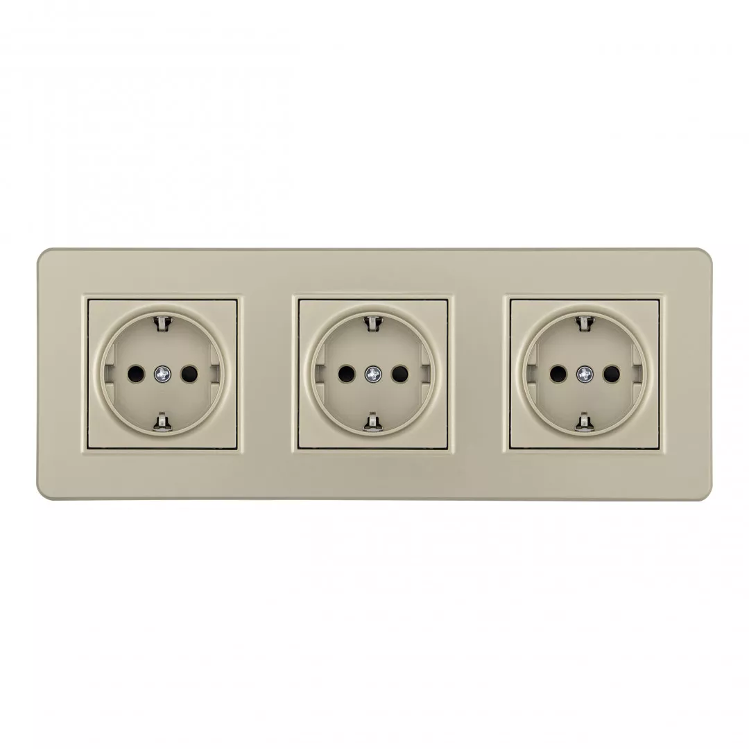 

Розетка тройная (трехпостовая) с/з и шторками Arte Milano SET16-3-40-1x3 shampan