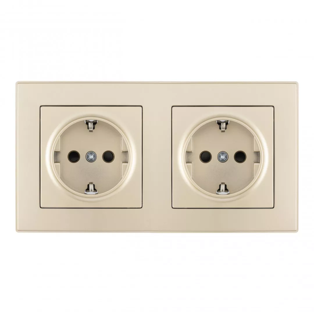 

Розетка двойная (двухпостовая) с/з и шторками Arte Milano SET06-2-40-1x2 shampan