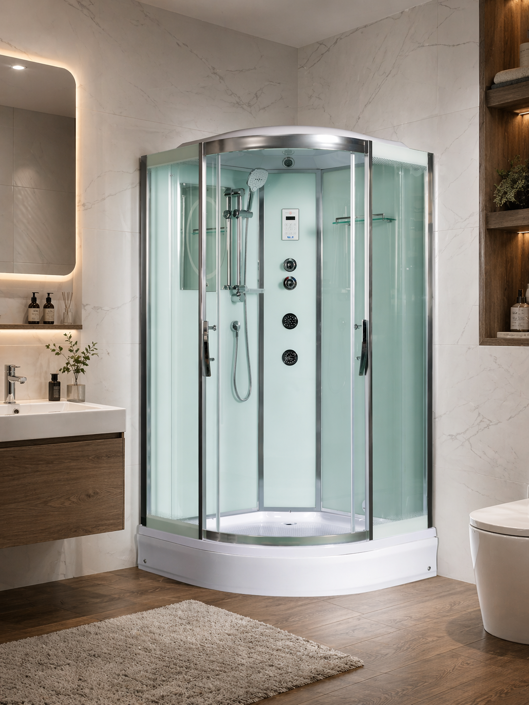 Душевая кабина WeltWasser WW500 Emmer 11015 110x110 10000003286 профиль хром, стекло прозрачное