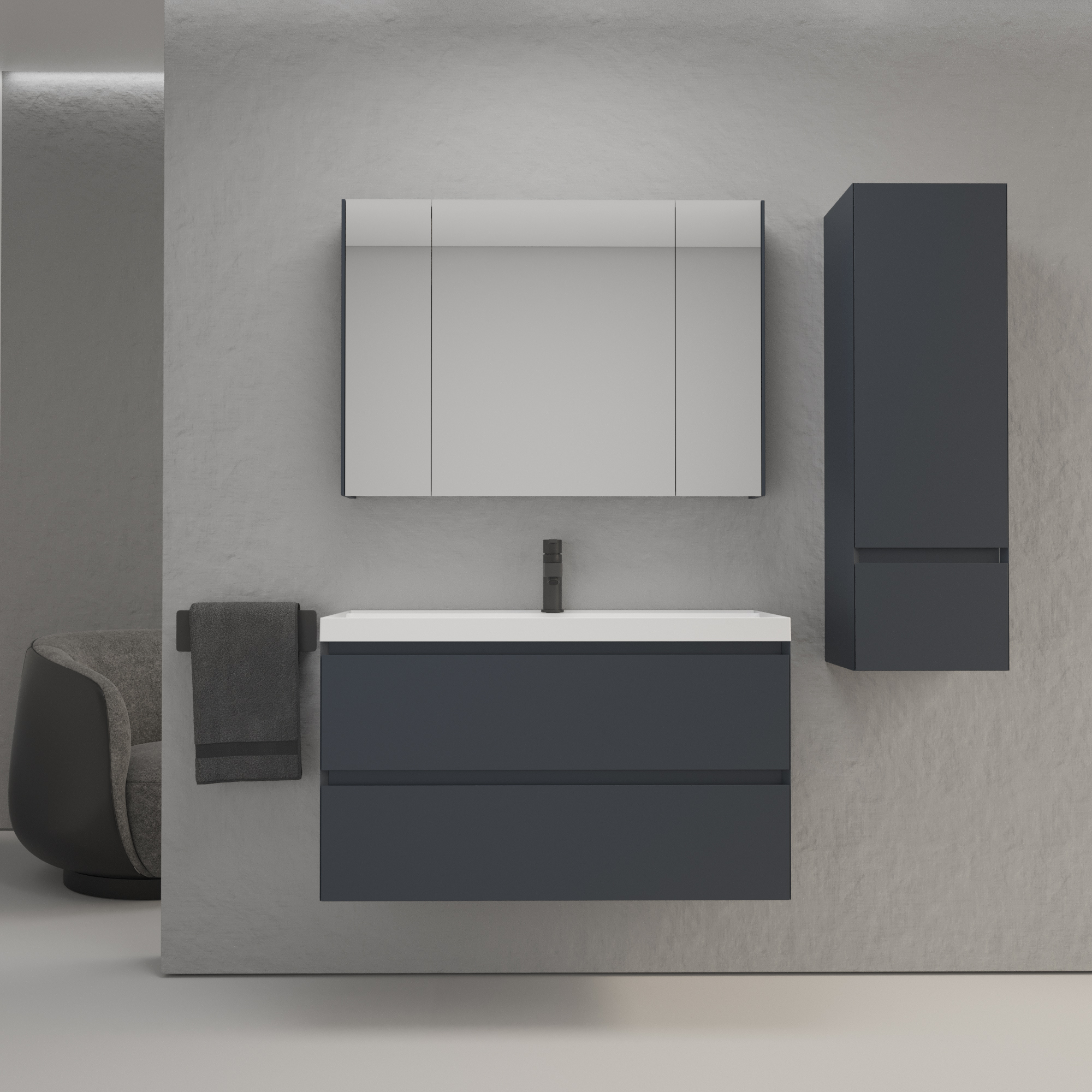 

Мебель для ванной комнаты Style Line Манхэттен 100 подвесная, графит, раковина Florentina Астория 100 белая