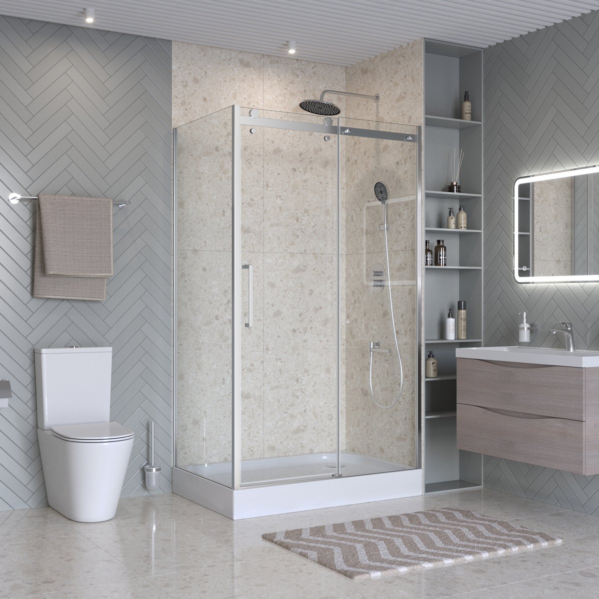 

Душевой уголок BelBagno Marino 2 AH-1-130/80-C-Cr 130x80, профиль хром, стекло прозрачное