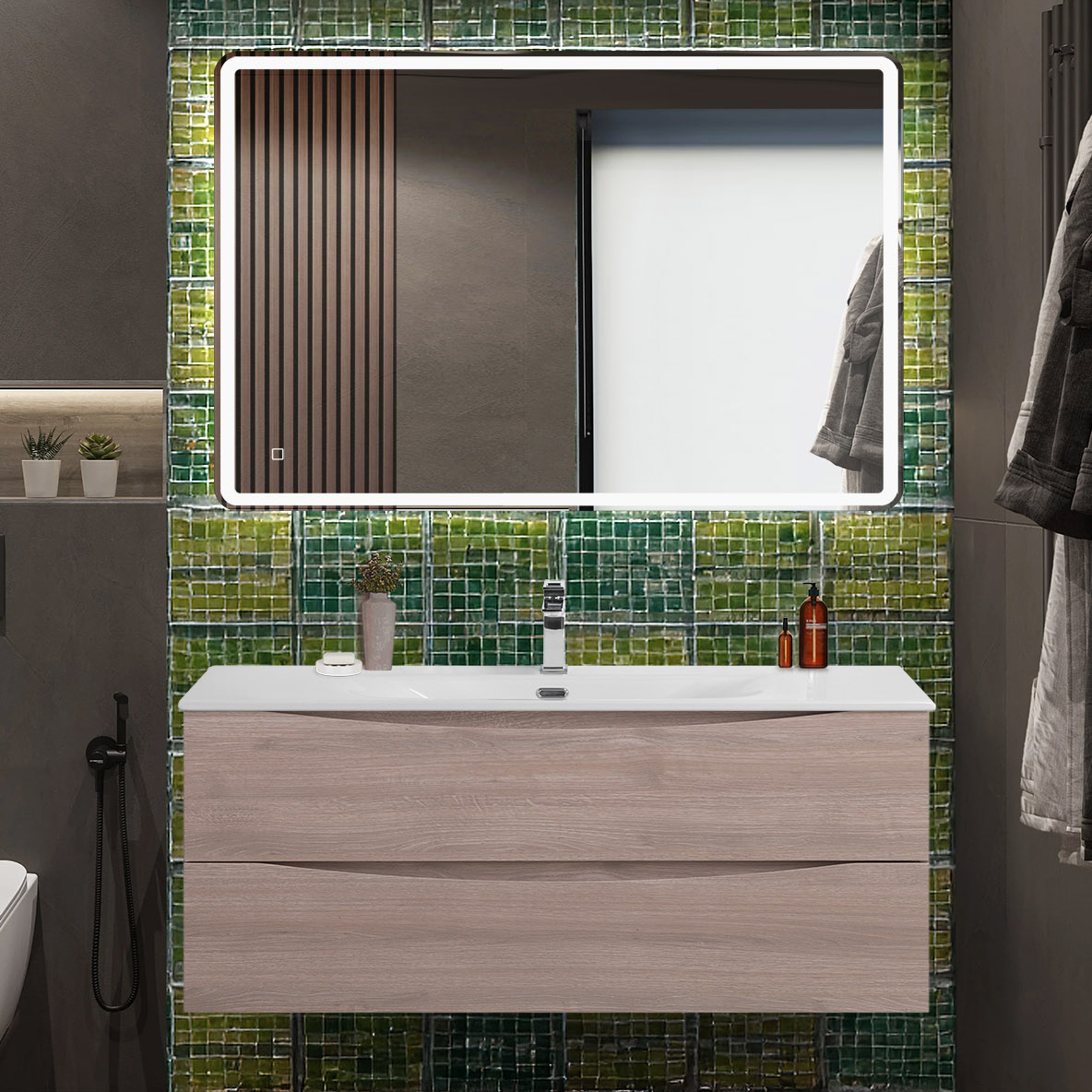 

Мебель для ванной комнаты BelBagno Marino-cer-n 120 подвесная, rovere grigio