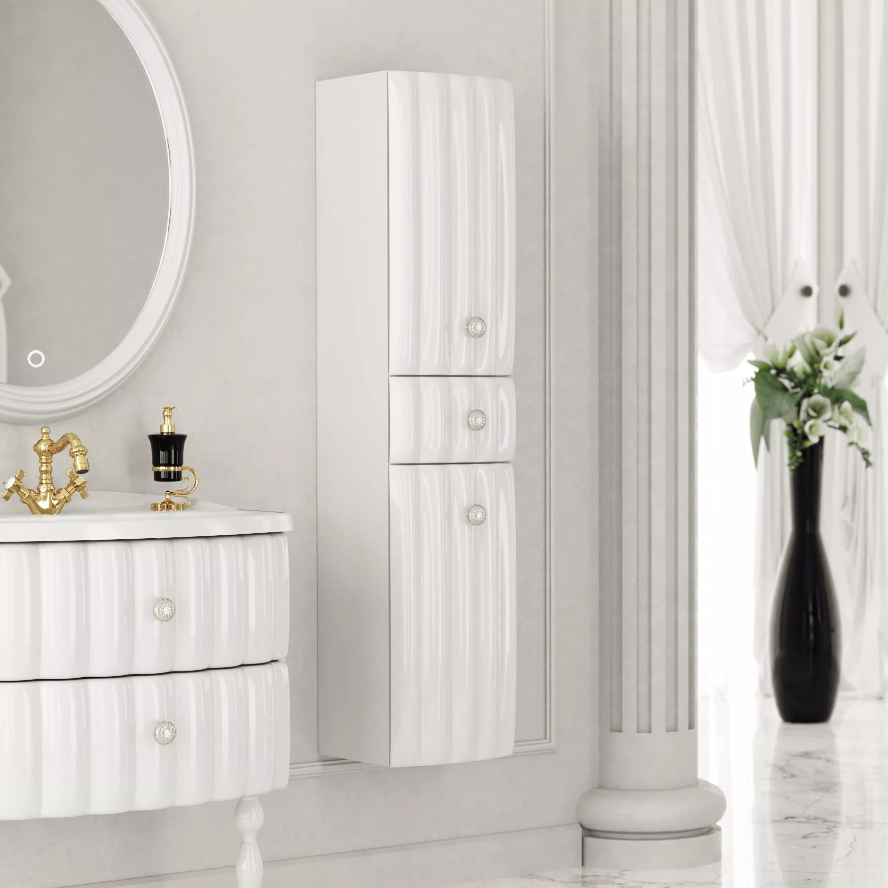 Шкаф-пенал Aima Design Pearl 30 см (У51081), размер 30, цвет белый - фото 1