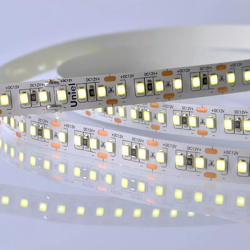

Светодиодная лента Uniel ULS-M14-2835-168LED/m-10mm-IP20-DC12V-14W/m-5M-6500K PROFI катушка в герметичной упаковке