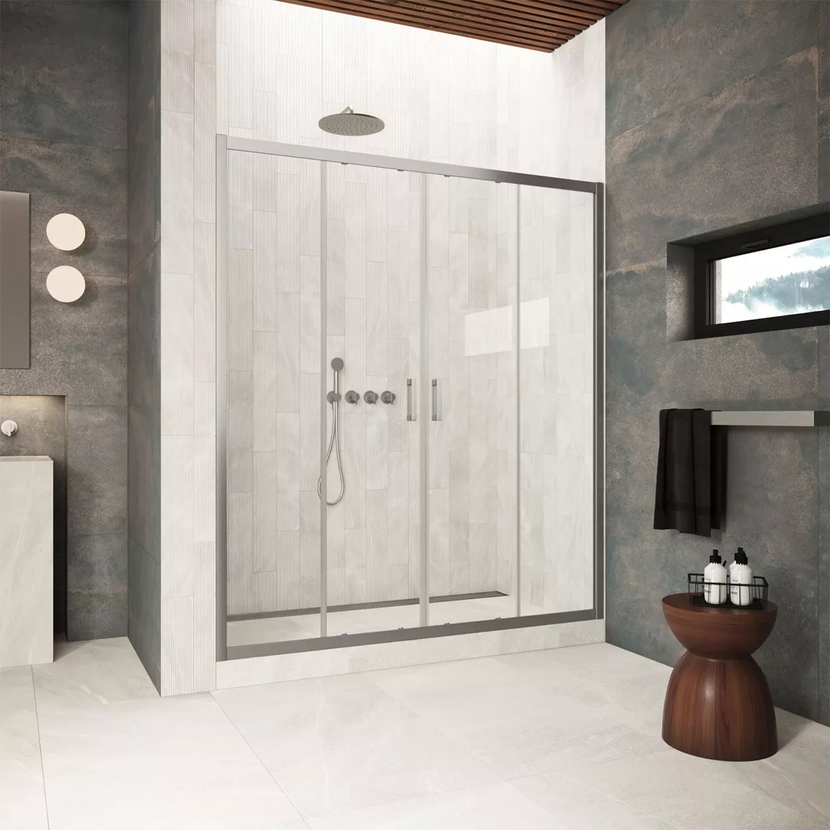 

Душевая дверь в нишу Vegas Glass Z2P Protec 170 11 01 профиль оружейная сталь, стекло прозрачное