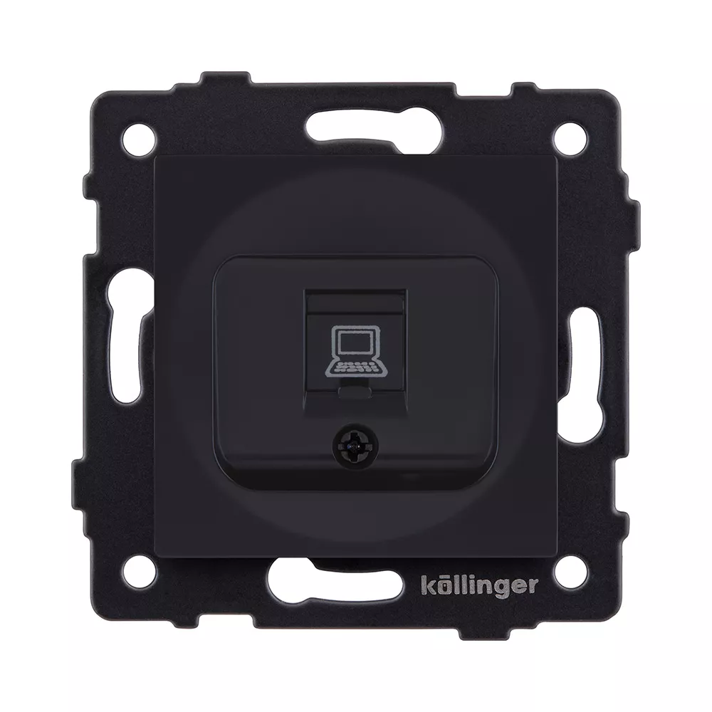 Розетка Ethernet RJ45 Cat.6, черный матовый Kollinger REA-018BM для Aspekt, Eleganz, Reflex