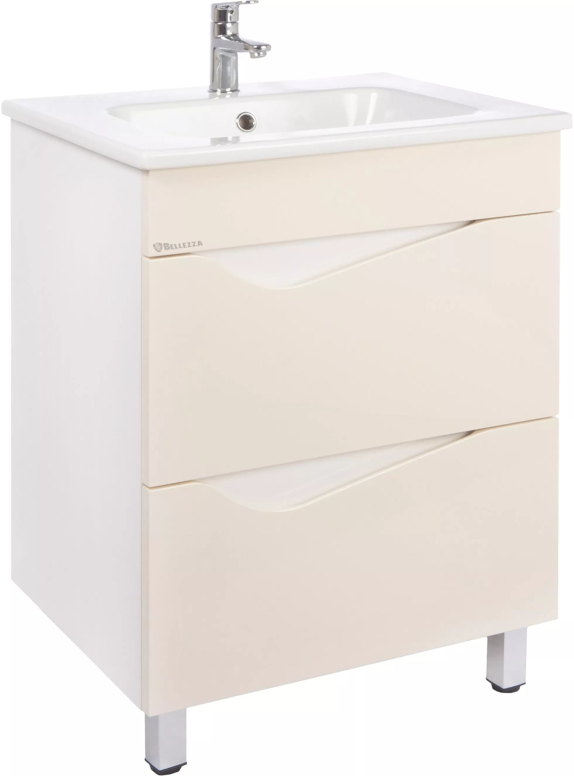 

Тумба с раковиной Bellezza Эйфория 60 бежевая 2 ящика, Белый;бежевый