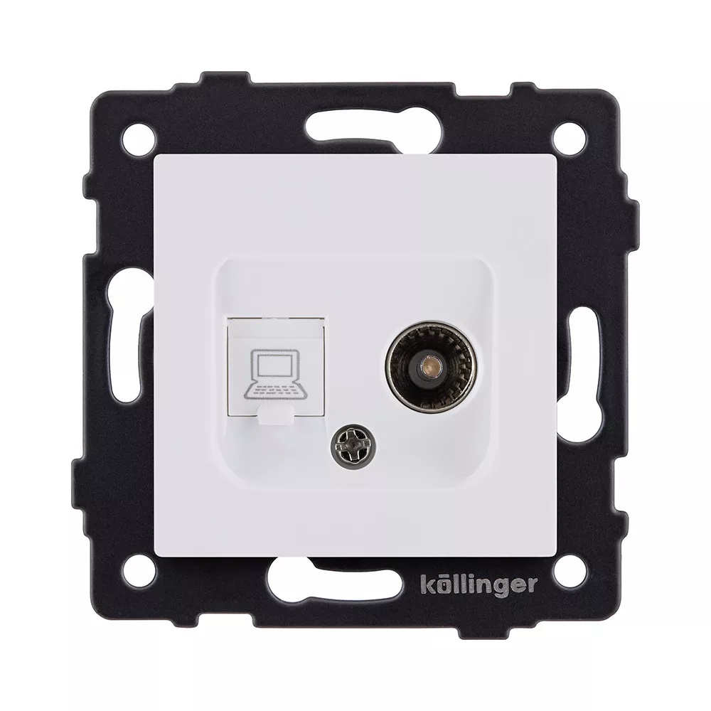 Розетка двойная TV (мама) + RJ45 Cat.6, белый матовый Kollinger REA-021WM для Aspekt, Eleganz, Reflex