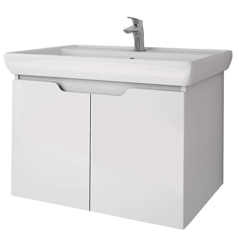 Тумба Dreja.eco Q (D) 70, подвесная, 2 дверцы, белый глянец