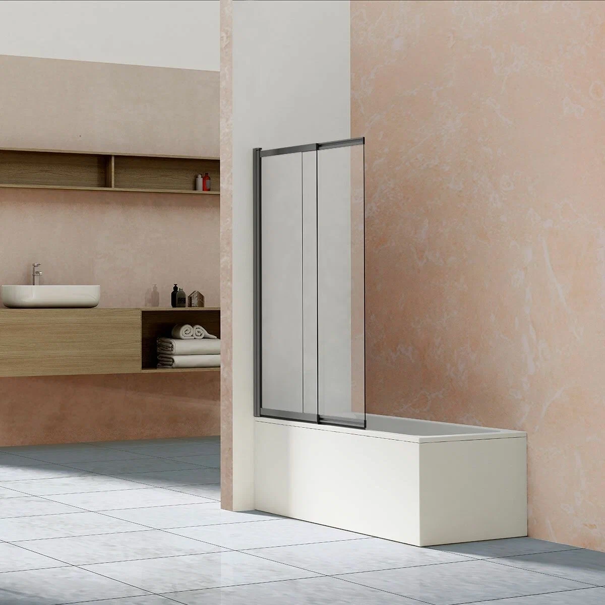 

Шторка на ванну Vincea VSB-1E100CLGM 100 см, профиль вороненая сталь, стекло прозрачное