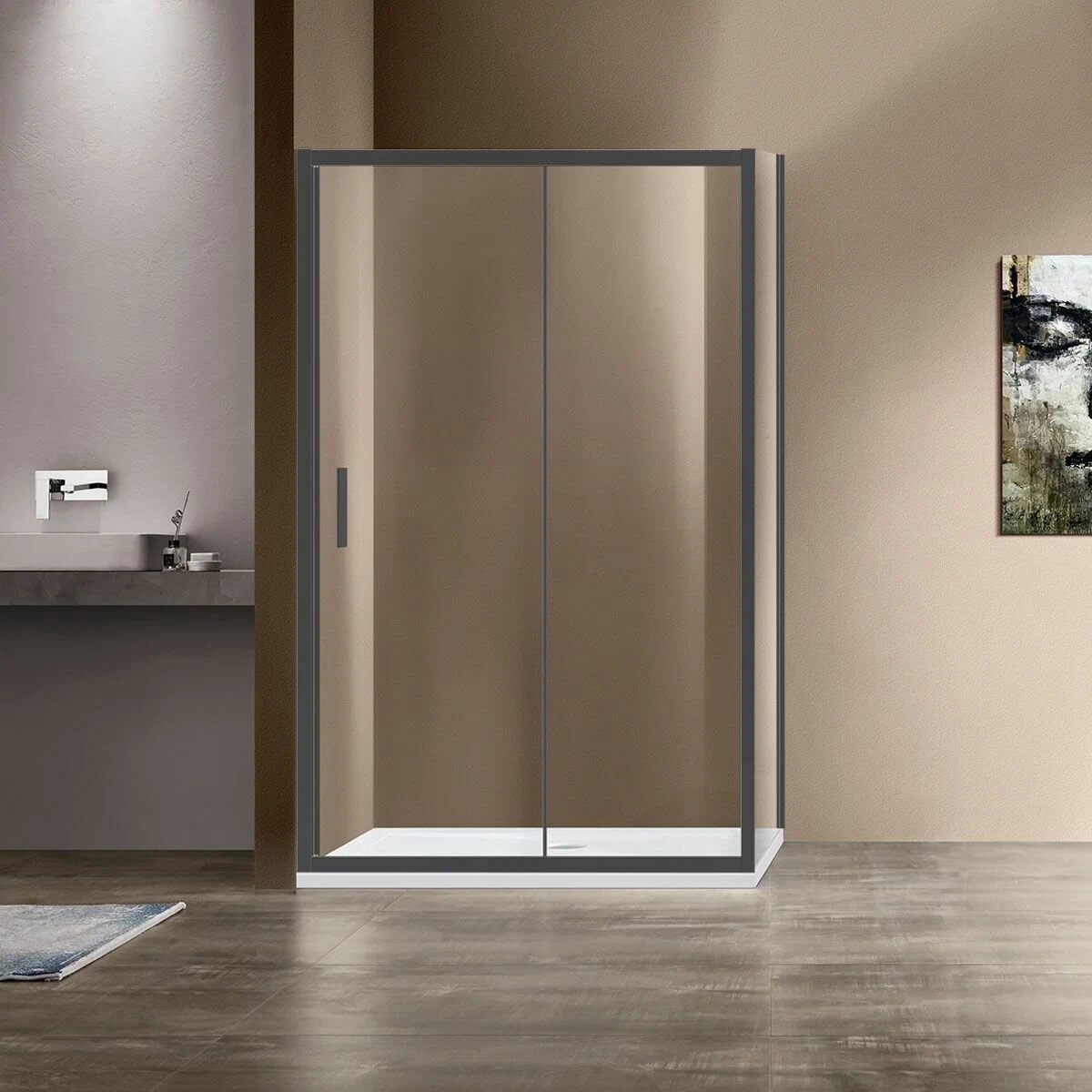  Душевой уголок Vincea Garda VSR-1G9013CLGM 130x90 см, профиль вороненая сталь, стекло прозрачное
